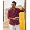 COOFANDY Men’s Cotton Linen Button Down Shirts Long Sleeve Casual Summer Beach Shirts for Men(Wine Red)
