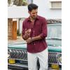COOFANDY Men’s Cotton Linen Button Down Shirts Long Sleeve Casual Summer Beach Shirts for Men(Wine Red)