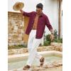 COOFANDY Men’s Cotton Linen Button Down Shirts Long Sleeve Casual Summer Beach Shirts for Men(Wine Red)
