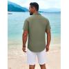 COOFANDY Mens Cuban Guayabera Shirt Short Sleeve Button Down Shirts Summer Beach Vacation Shirts(Army Green – White Webbing)