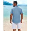 COOFANDY Mens Cuban Guayabera Shirt Short Sleeve Button Down Shirts Summer Beach Vacation Shirts(Denim Blue – White Webbing)
