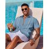 COOFANDY Mens Cuban Guayabera Shirt Short Sleeve Button Down Shirts Summer Beach Vacation Shirts(Denim Blue – White Webbing)