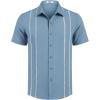COOFANDY Mens Cuban Guayabera Shirt Short Sleeve Button Down Shirts Summer Beach Vacation Shirts(Denim Blue – White Webbing)