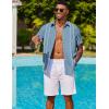 COOFANDY Mens Cuban Guayabera Shirt Short Sleeve Button Down Shirts Summer Beach Vacation Shirts(Denim Blue – White Webbing)