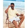 COOFANDY Mens Cuban Guayabera Shirt Short Sleeve Button Down Shirts Summer Beach Vacation Shirts(Light Yellow)