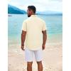 COOFANDY Mens Cuban Guayabera Shirt Short Sleeve Button Down Shirts Summer Beach Vacation Shirts(Light Yellow)