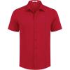 COOFANDY Mens Cuban Guayabera Shirt Short Sleeve Button Down Shirts Summer Beach Vacation Shirts(Red)