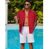 COOFANDY Mens Cuban Guayabera Shirt Short Sleeve Button Down Shirts Summer Beach Vacation Shirts(Red)