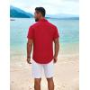 COOFANDY Mens Cuban Guayabera Shirt Short Sleeve Button Down Shirts Summer Beach Vacation Shirts(Red)