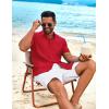 COOFANDY Mens Cuban Guayabera Shirt Short Sleeve Button Down Shirts Summer Beach Vacation Shirts(Red)