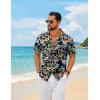 COOFANDY Mens Hawaiian Shirt Short Sleeve Floral Button Down Shirts Tropical Summer Beach Shirts Camp Collar Shirt(Black Khaki Flower)