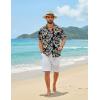 COOFANDY Mens Hawaiian Shirt Short Sleeve Floral Button Down Shirts Tropical Summer Beach Shirts Camp Collar Shirt(Black Khaki Flower)
