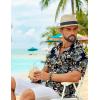 COOFANDY Mens Hawaiian Shirt Short Sleeve Floral Button Down Shirts Tropical Summer Beach Shirts Camp Collar Shirt(Black Khaki Flower)