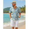 COOFANDY Mens Hawaiian Shirt Short Sleeve Floral Button Down Shirts Tropical Summer Beach Shirts Camp Collar Shirt(Blue Frangipani)