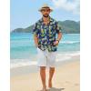 COOFANDY Mens Hawaiian Shirt Short Sleeve Floral Button Down Shirts Tropical Summer Beach Shirts Camp Collar Shirt(Blue Pineapple)