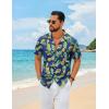 COOFANDY Mens Hawaiian Shirt Short Sleeve Floral Button Down Shirts Tropical Summer Beach Shirts Camp Collar Shirt(Blue Pineapple)