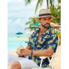 COOFANDY Mens Hawaiian Shirt Short Sleeve Floral Button Down Shirts Tropical Summer Beach Shirts Camp Collar Shirt(Blue Pineapple)