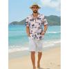 COOFANDY Mens Hawaiian Shirt Short Sleeve Floral Button Down Shirts Tropical Summer Beach Shirts Camp Collar Shirt(Pink Black Coconut Tree)