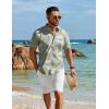 COOFANDY Men’s Henley Shirt Short Sleeve Casual T-Shirt Summer Beach Hippie Henley Tee Shirt(Green – Palm Leaf)