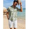 COOFANDY Men’s Henley Shirt Short Sleeve Casual T-Shirt Summer Beach Hippie Henley Tee Shirt(Green – Palm Leaf)
