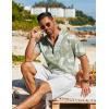 COOFANDY Men’s Henley Shirt Short Sleeve Casual T-Shirt Summer Beach Hippie Henley Tee Shirt(Green – Palm Leaf)