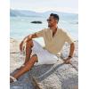 COOFANDY Men’s Henley Shirt Short Sleeve Casual T-Shirt Summer Beach Hippie Henley Tee Shirt(Light Khaki)