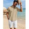COOFANDY Men’s Henley Shirt Short Sleeve Casual T-Shirt Summer Beach Hippie Henley Tee Shirt(Light Khaki)
