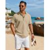 COOFANDY Men’s Henley Shirt Short Sleeve Casual T-Shirt Summer Beach Hippie Henley Tee Shirt(Light Khaki)