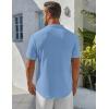 COOFANDY Men’s Henley Shirt Short Sleeve Stand Collar Summer Casual Beach Hippie T-Shirts(Blue)