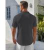 COOFANDY Men’s Henley Shirt Short Sleeve Stand Collar Summer Casual Beach Hippie T-Shirts(Dark Grey)