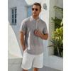 COOFANDY Men’s Henley Shirt Short Sleeve Stand Collar Summer Casual Beach Hippie T-Shirts(Striped Brown & White)
