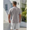 COOFANDY Men’s Henley Shirt Short Sleeve Stand Collar Summer Casual Beach Hippie T-Shirts(Striped Brown & White)