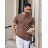 COOFANDY Mens Henley Shirts Short Sleeve Casual Stylish Tshirt Lightweight Summer Basic Tee Tops(Brown)
