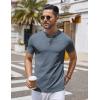 COOFANDY Mens Henley Shirts Short Sleeve Casual Stylish Tshirt Lightweight Summer Basic Tee Tops(Midnight Blue)