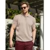 COOFANDY Men’s Knit Polo Shirts Short Sleeve Ribbed Knitted Shirt Summer Lightweight Casual Golf Shirts(Beige)