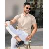 COOFANDY Men’s Knit Polo Shirts Short Sleeve Ribbed Knitted Shirt Summer Lightweight Casual Golf Shirts(Beige)