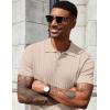 COOFANDY Men’s Knit Polo Shirts Short Sleeve Ribbed Knitted Shirt Summer Lightweight Casual Golf Shirts(Beige)