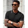 COOFANDY Men’s Knit Polo Shirts Short Sleeve Ribbed Knitted Shirt Summer Lightweight Casual Golf Shirts(Black-white)