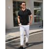 COOFANDY Men’s Knit Polo Shirts Short Sleeve Ribbed Knitted Shirt Summer Lightweight Casual Golf Shirts(Black-white)