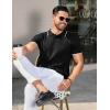 COOFANDY Men’s Knit Polo Shirts Short Sleeve Ribbed Knitted Shirt Summer Lightweight Casual Golf Shirts(Black-white)