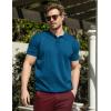 COOFANDY Men’s Knit Polo Shirts Short Sleeve Ribbed Knitted Shirt Summer Lightweight Casual Golf Shirts(Deep Blue)