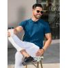 COOFANDY Men’s Knit Polo Shirts Short Sleeve Ribbed Knitted Shirt Summer Lightweight Casual Golf Shirts(Deep Blue)