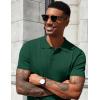 COOFANDY Men’s Knit Polo Shirts Short Sleeve Ribbed Knitted Shirt Summer Lightweight Casual Golf Shirts(Deep Green)