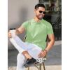 COOFANDY Men’s Knit Polo Shirts Short Sleeve Ribbed Knitted Shirt Summer Lightweight Casual Golf Shirts(Ice Green)