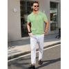 COOFANDY Men’s Knit Polo Shirts Short Sleeve Ribbed Knitted Shirt Summer Lightweight Casual Golf Shirts(Ice Green)