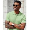 COOFANDY Men’s Knit Polo Shirts Short Sleeve Ribbed Knitted Shirt Summer Lightweight Casual Golf Shirts(Ice Green)