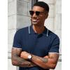 COOFANDY Men’s Knit Polo Shirts Short Sleeve Ribbed Knitted Shirt Summer Lightweight Casual Golf Shirts(Navy Blue-white)