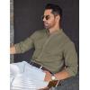 COOFANDY Men’s Long Sleeve Oxford Dress Shirts Button Down Shirt Casual Band Collar Shirts(Army Green)