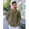 COOFANDY Men’s Long Sleeve Oxford Dress Shirts Button Down Shirt Casual Band Collar Shirts(Army Green)