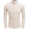 COOFANDY Men’s Long Sleeve Oxford Dress Shirts Button Down Shirt Casual Band Collar Shirts(Beige)